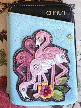 CHALA FLAMINGO Faux Leather Wallet Crossbody Bag